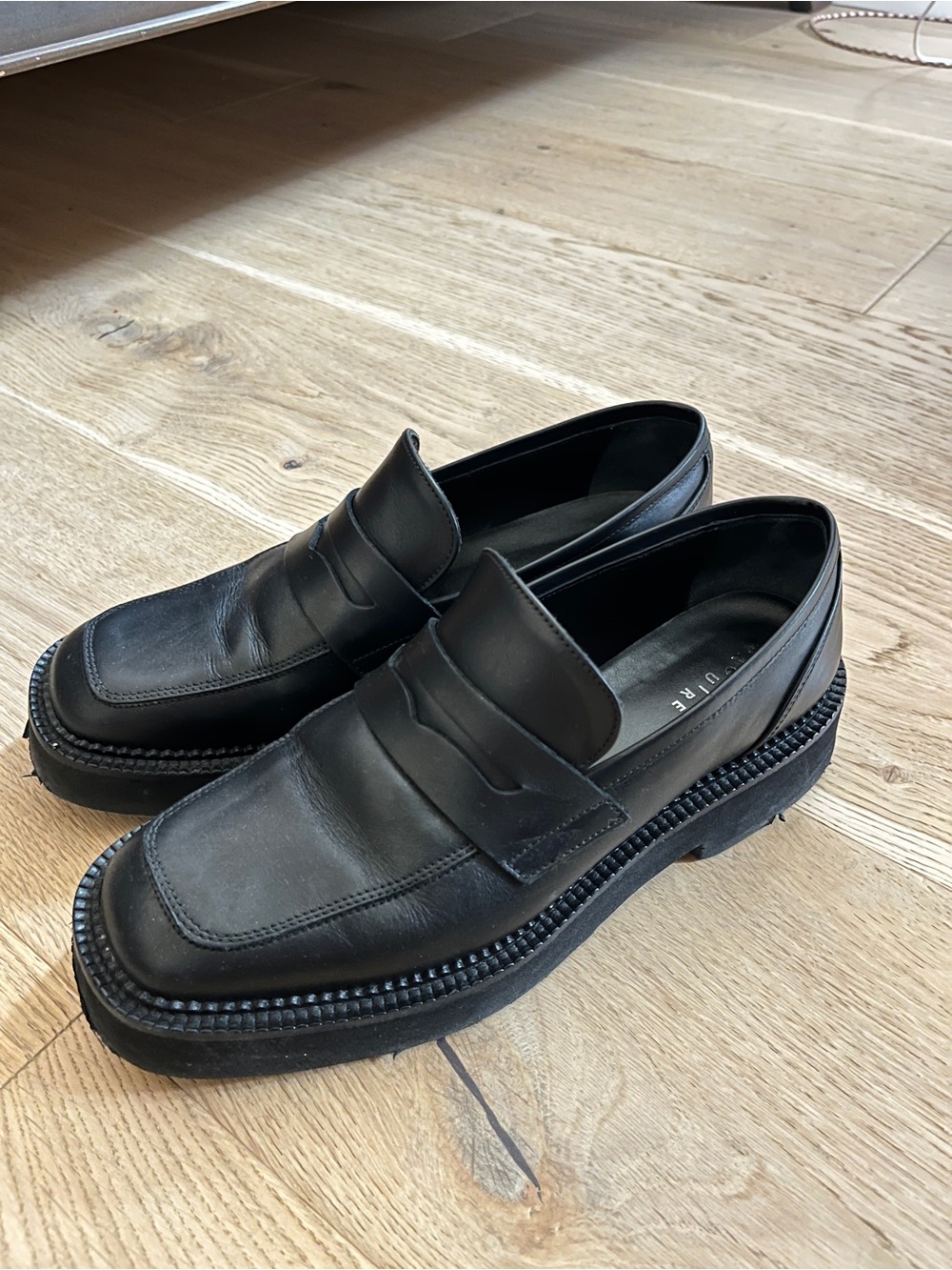 Maguire Black Leather Women's Penny Loafers — Classic Slip-On Flats - Picture 6 of 6